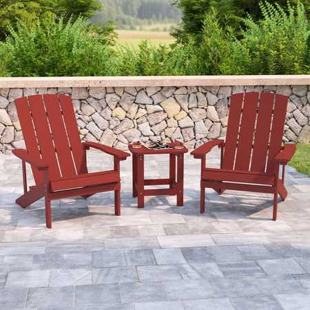 FLASH FURNITURE Red Adirondack Side Table and 2 Chair Set JJ-C14501-2-T14001-RED-GG